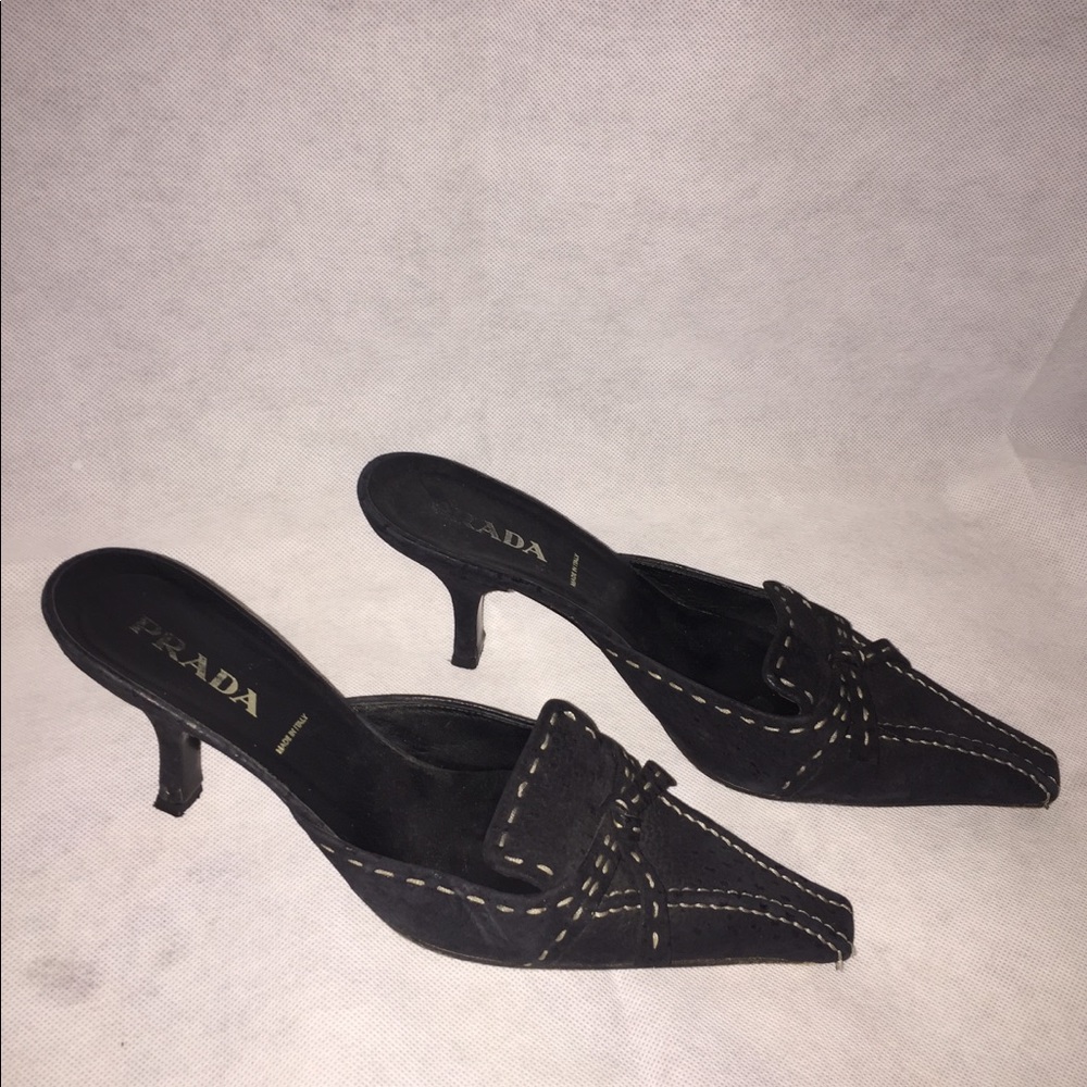 Prada Black Suede Mule/Slide - Picture 2 of 8